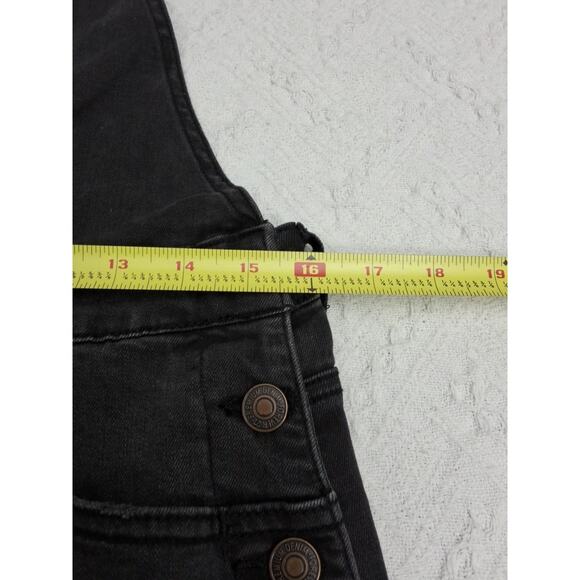 FOREVER 21 Black DENIM Distressed CUTOFF Shorts Overalls Sz 10 Punk Grunge Metal - Picture 7 of 8